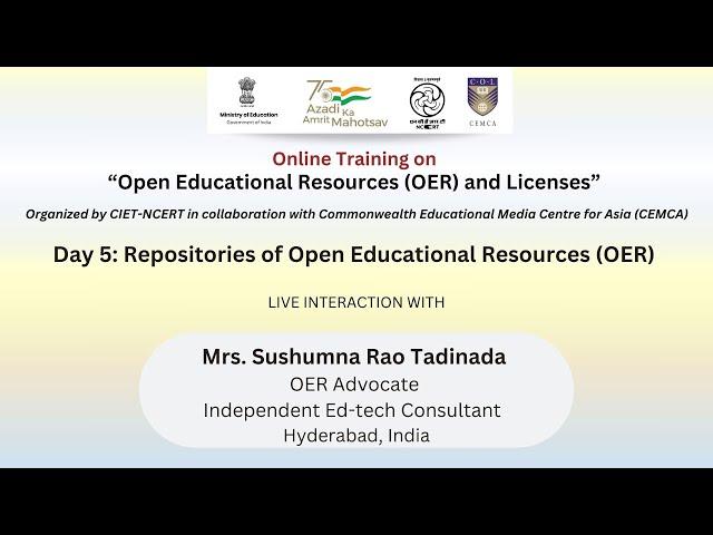 Day 5:  Repositories of Open Educational Resources (OER)
