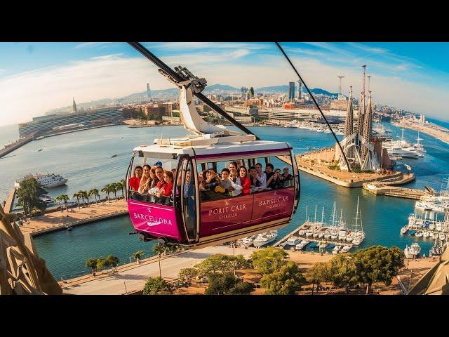 Barcelona spain 4k port cable car amazing tour