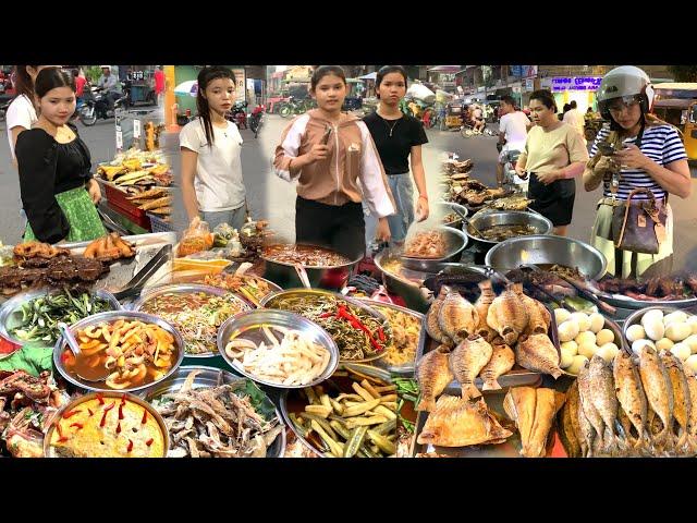 VERY Popular Fast Food for Dinner, Grilled Fish, Sausage, Duck & More - Best Cambodian Street Food