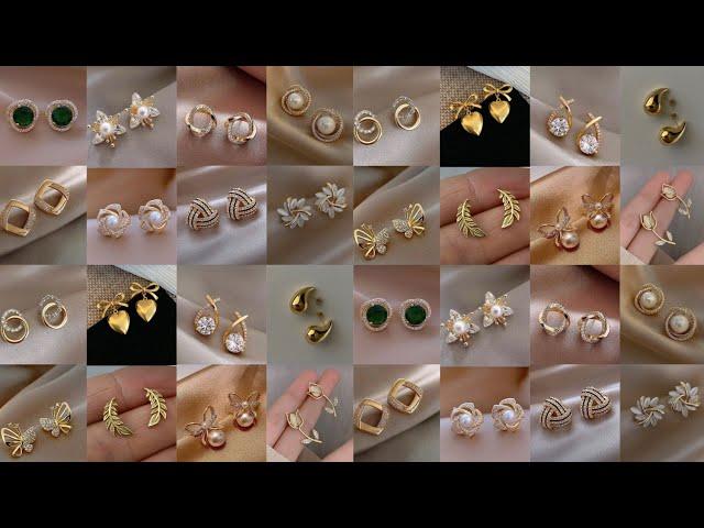 Latest gold stud earrings design 2024 || New model Gold earrings design for women