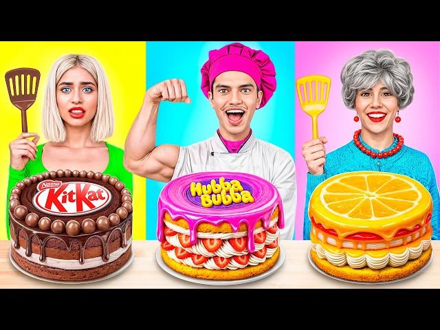 Me vs Grandma vs Chef Cooking Challenge! Cake Decorating Challenge Ideas by YUMMY JELLY