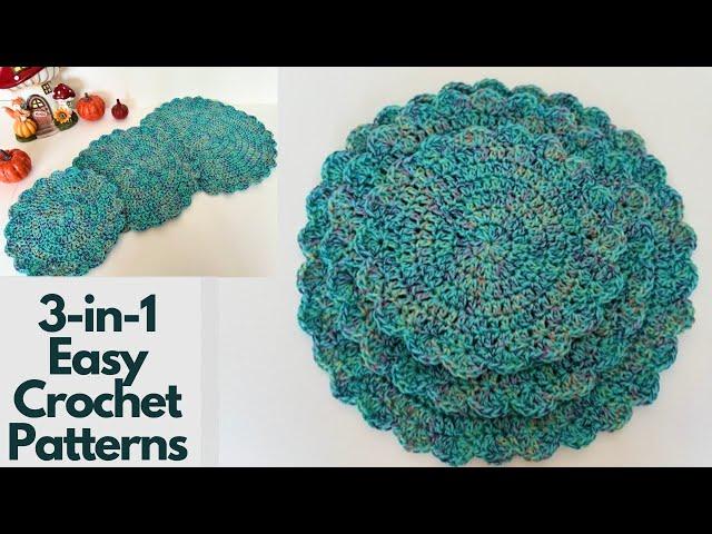 3-in-1 Easy Crochet Patterns: Potholder, Dishcloth & Doily! | Easy Crochet Patterns