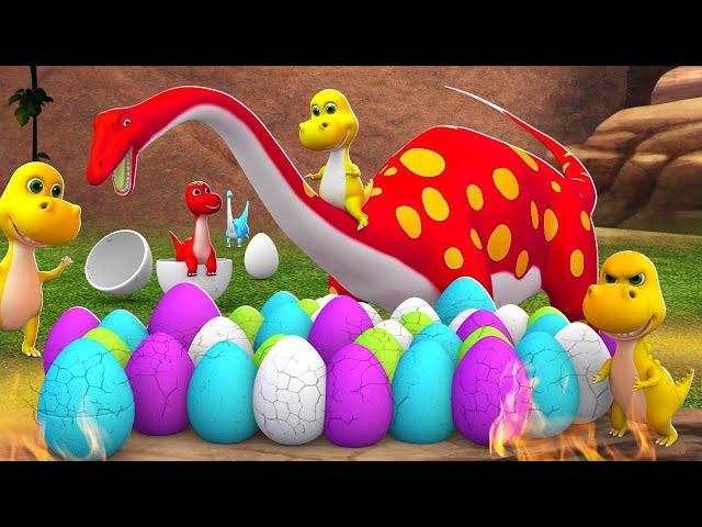 Long Neck Dinosaur Family - Dinosaur Eggs Hatching | Funny Dinosaurs Eggs Compilation 3D Cartoons