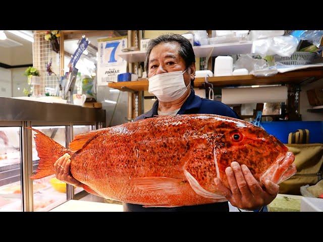 Japanese Street Food - GIANT RED CHINAMANFISH Okinawa Seafood Japan