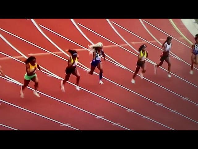 The Women’s 100 meter race at the 2021 Prefontaine Classic