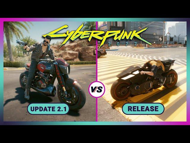 Cyberpunk 2077 2.1 Update vs Release - Gameplay Physics and Details Comparison