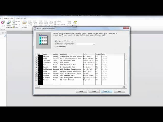 Convert Excel Spreadsheet to MS Access Database