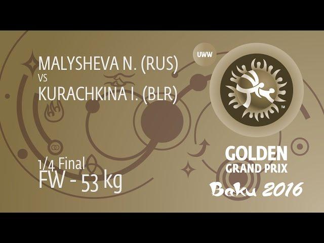 1/4 FW - 53 kg: N. MALYSHEVA (RUS) df. I. KURACHKINA (BLR) by TF, 10-0