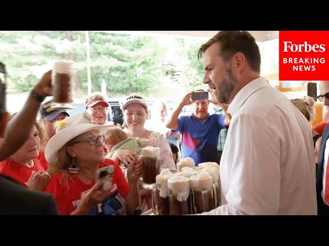 WATCH: JD Vance Serves Root Beer At A&W Following Rally In Big Rapids, MI