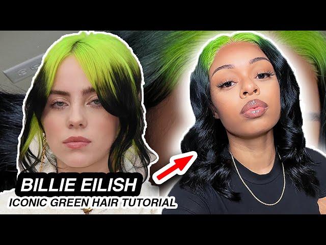 WATCH ME RECREATE | Billie Eilish's ICONIC Slime Green Hair   ft AriannaLYF Hair