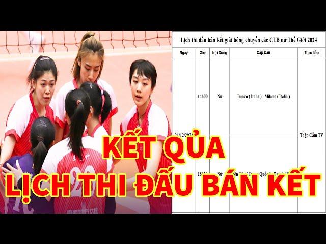 Lịch thi đấu bán kết giải CLB Thế Giới(World Club Volleyball Championship semi-final match schedule