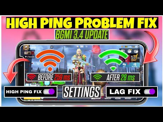 3.4 UPDATEHIGH PING Problem खत्म BGMI | 3.4 LAG ProblemGet 50ms Bgmi Ping Problem Fix High Ping