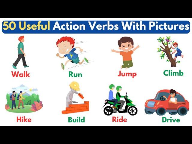 Action Verbs Vocabulary | 50 Action Words | Action Verbs Vocabulary in English With Pictures