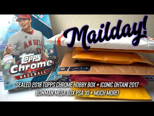 Mailday! SEALED 2018 Topps Chrome Hobby Box + Iconic Ohtani 2017 Bowman Mega Box PSA 10 + much more!