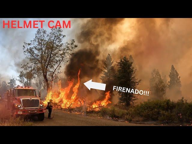 PARK FIRE HELMET CAM - CAL FIRE EMERGENCY BACKFIRE OPERATION, CLOSE-RANGE RETARDANT DROPS