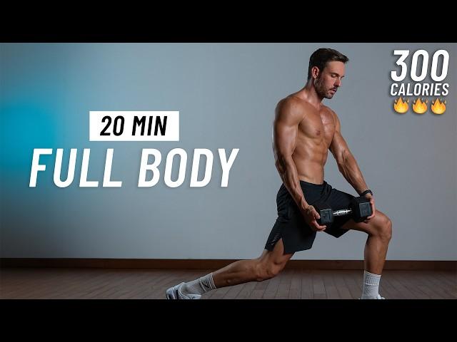 20 MIN FULL BODY HIIT With Weights - No Repeats, No Jumping, Home Workout