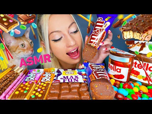 ASMR EATING CHOCOLATE NUTELLA, ICE CREAM, 아이스크림 (M&MS, POCKY, CANDY, CHOCOLATE BARS) MUKBANG 초콜릿 먹방