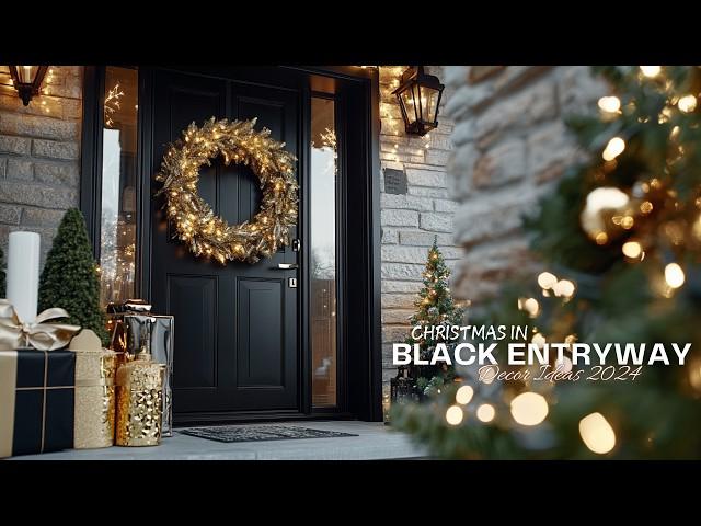 Christmas Entryway Ideas: Black Holiday Decor with Bold Elegance