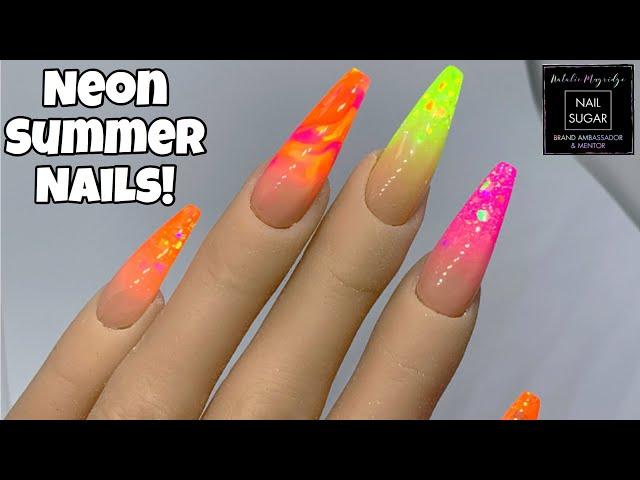 Neon Summer Acrylic Nails | Nail Sugar | Nailchemy