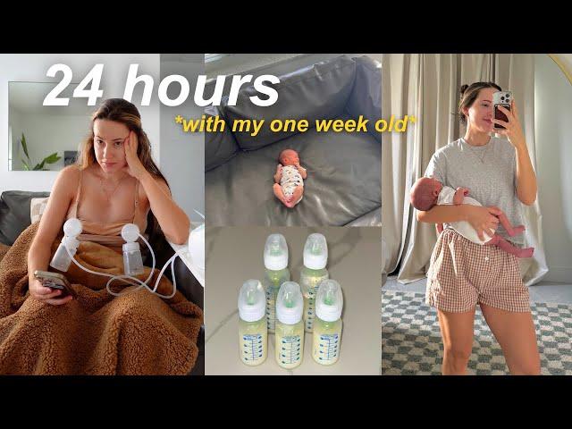 24 HOURS with my 1 week old newborn  *FIRST TIME MOM* adjusting to this new life!