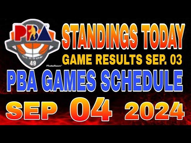 PBA Standings today as of September 3, 2024 | PBA Game results | Pba schedule September 4, 2024