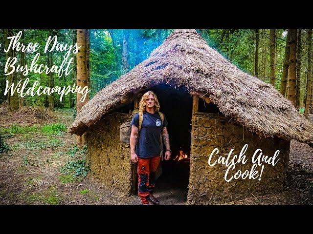 Three Days Woodland/BeachCamping/ Catch and Cook! W/ Bushcraft Tools and Others!