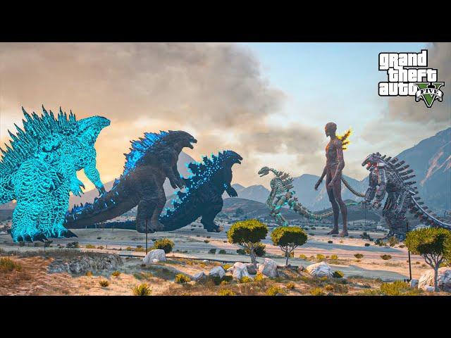 Godzilla Titan Team vs Shin Godzilla 5th Team - GTA5 Mods