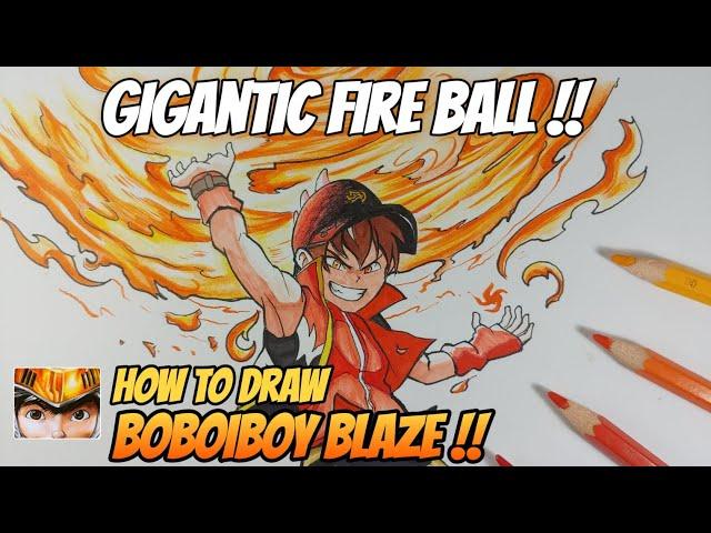 How to draw Boboiboy Blaze with pencil - #boboiboygalaxy #drawmin6art