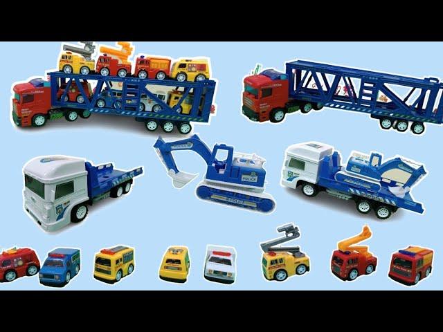 開箱玩具車車 || 挖土機，救護車，消防車 || 車車 || Toys Car