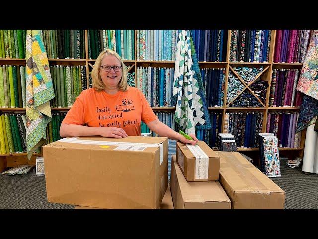 UNBOXING Beautiful NEW Fabric at The Quilted Forest! We just keep ordering the pretty & fun fabrics!