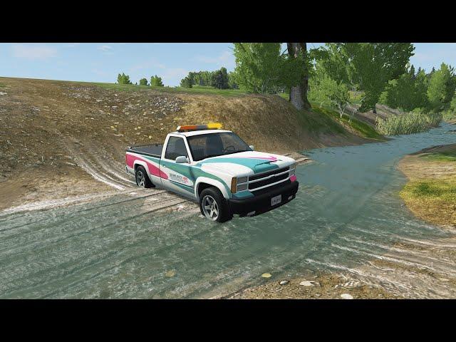 Cars vs Ditch with deep water - BeamNG.drive