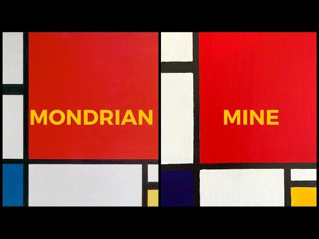 I Recreated Composition with Red, Blue, and Yellow by Piet Mondrian // ASMR acrylic & painters tape