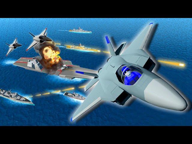 Destroying the Aircraft Carrier in a Modded Pitched Naval Battle in Ravenfield!