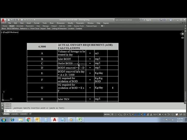 How to insert Excel table in AutoCAD