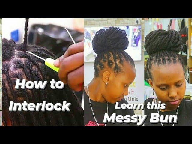 How to Crotchet (Interlock)  Temporary Dreads & fix a QUICK  MESSY BUN.