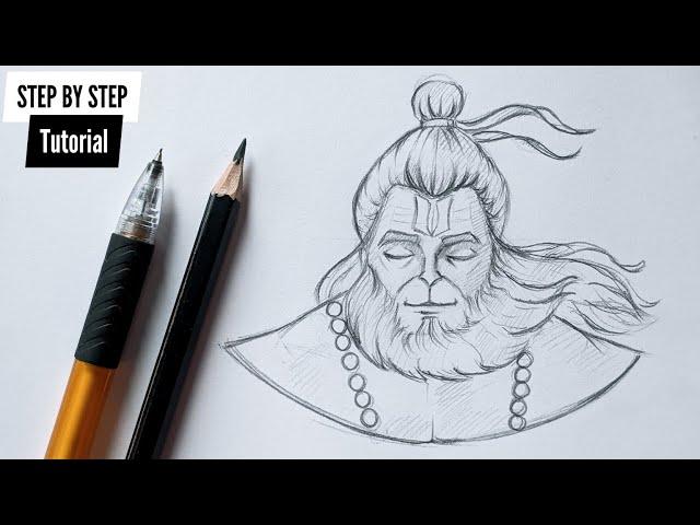 How To Draw Lord Hanuman's Face For Beginners (Demo Video) @AjArts03