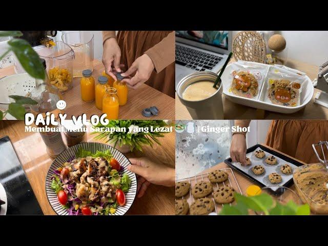 Membuat Menu Sarapan yang Lezat ️ || Ginger Shot || Baking Simple Chocochips Cookies  || Vlog