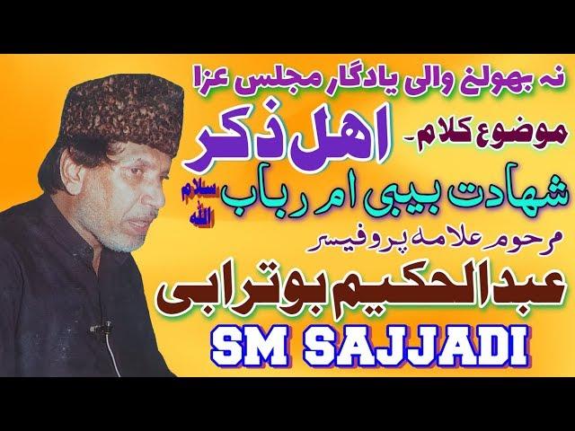 Allama Abdul Hakeem Buturabi - Ahle Zikr + Shahadat Bibi Umme Rubab - Very Great Majlis (SM Sajjadi)