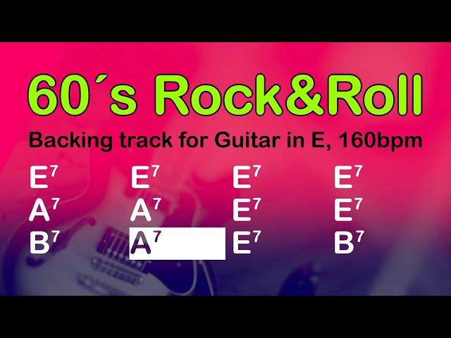 60´s Rock & Roll, backing track for Guitar, extra version. 12 bar blues, E major, 164bpm. Enjoy!