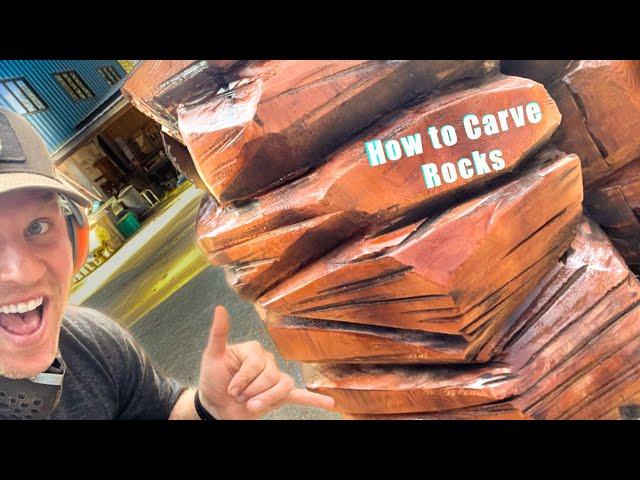 How to Carve Rocks - Tips For the Base of Carving - for beginners chainsaw carving