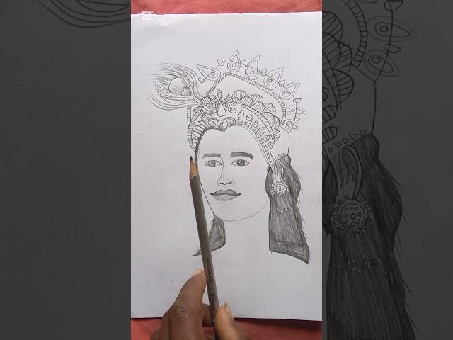 Lord Krishna Sketch #drawing #lordkrishna #sketch #shorts #youtubeshorts