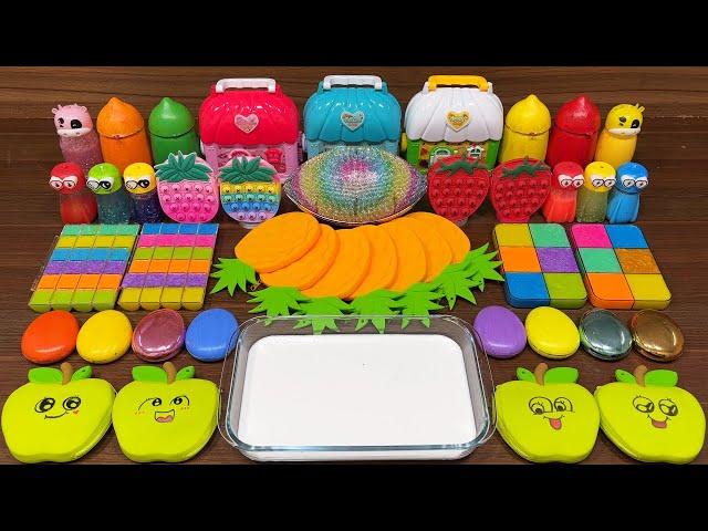 RAINBOW FRUITS I Mixing random into Glossy Slime I Relaxing slime videos#part1