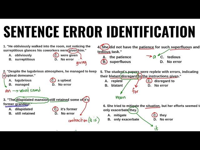 Sentence Error Identification - Verbal Ability