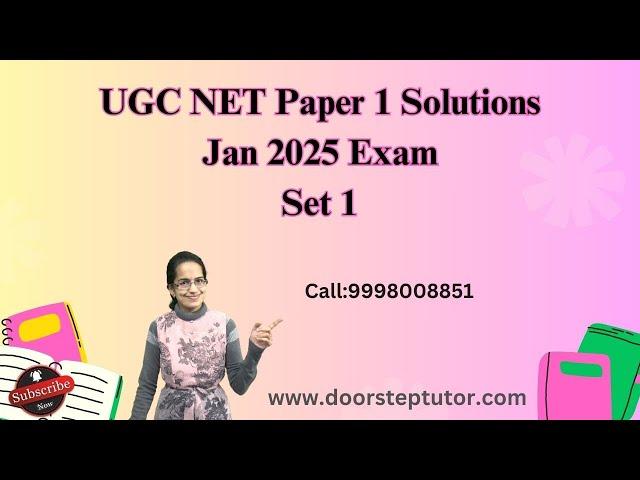 UGC NET Paper 1 Solutions Jan 2025 Exam Set 1 #ugcpaper1 #netpaper1solutions