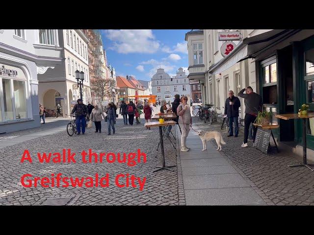 WALK THROUGH GREIFSWALD - 800 year old German city - Ambience of the Baltic Sea - Real City Sounds