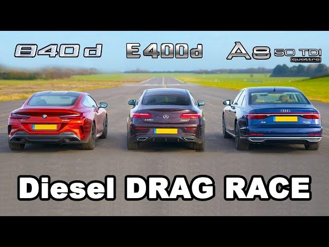 BMW 840d v Mercedes E400d vs Audi A8 50 TDI: Diesel DRAG RACE