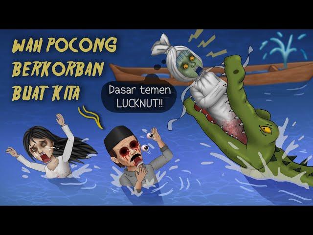 Gagal Berenang, Pocong Dimakan Buaya #HORORKOMEDI Kartun Hantu Lucu, Animasi Horor