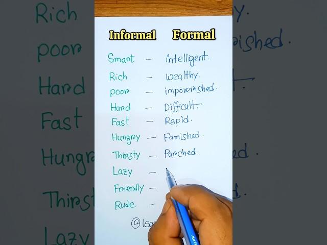 informal vs formal  #english #ielts #englishlanguage #education #spokenenglish #shorts