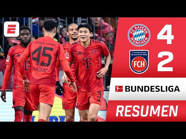 RESUMEN: Jamal Musiala le dio el triunfo al Bayern Munich 4-2 ante el Heidenheim | Bundesliga