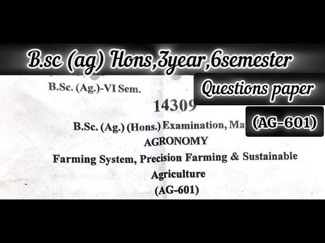 Farming System, Precision Farming & Sustainable Agriculture Questions paper 2024 #exam #Agriculture